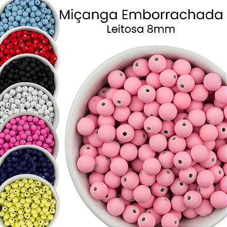 Miçanga Bola Emborrachada Leitosa 8mm 100g - 360 Peças