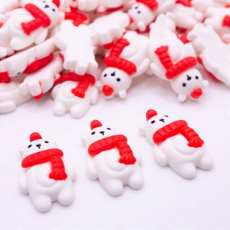 Apliques Decoração de Natal  Urso Polar 10pçs Laço Resina