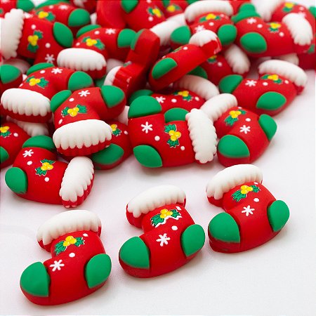 Apliques Decoração de Natal Meia Natailna 10pçs Laço Resina