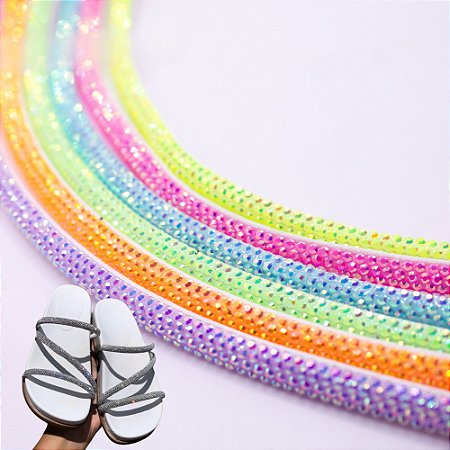 Tubo de Strass Meia Cana 6mm 1 Metro Para Tiara Laço Chinelo