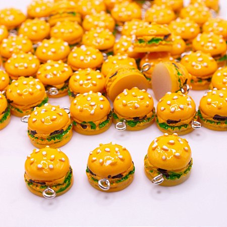 Pingente infantil em Resina Hamburguer 10 Peças Para Brinco