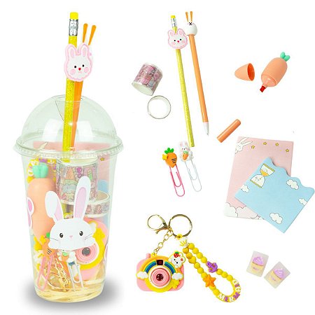 Kit Papelaria Fofa Kawaii Páscoa 12 peças Presente