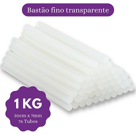 Bastão de Cola Quente Refil 1kg 7mm Fino Transparente Trama