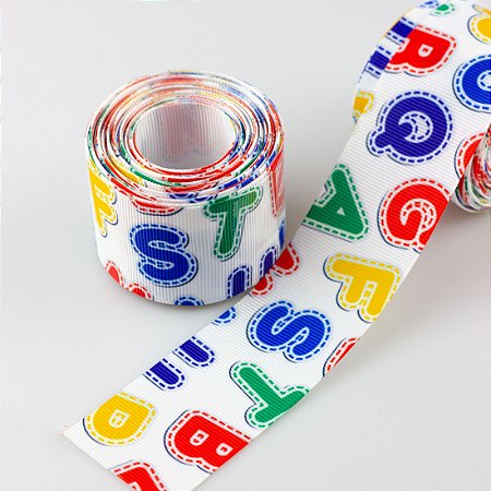Fita Escolar de Gorgurão Estampada Letras Yama 38mm 5 Metros