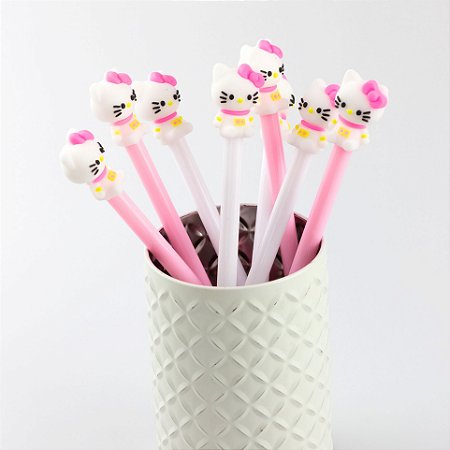 Caneta em Gel Hello Kitty Papelaria Fofa Aesthetic 6 Peças