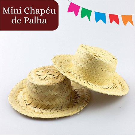 Mini Chapéu de Palha Boneca Festa Junina  20 a 60 Unidades Miniatura 12cm