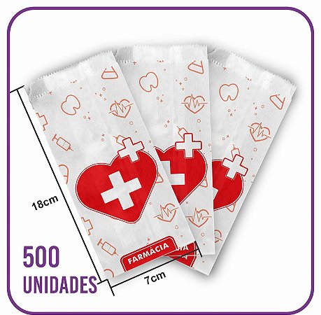 Saco Para Farmácia, Medicamentos - Papel Kraft - 500 Unid