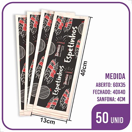 Saco Térmico Espeto Carne Churrasco - Barreira Gordura (50 Unidades)