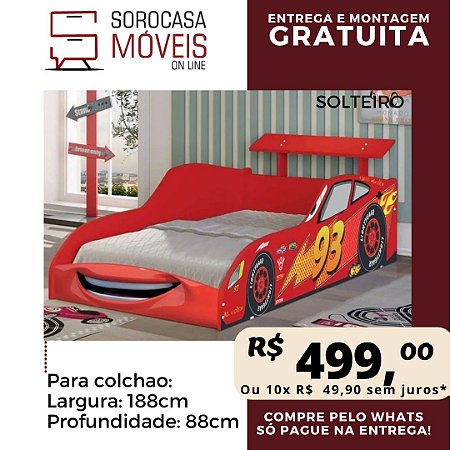 CAMA CARRO  INFANTIL SOLTEIRO