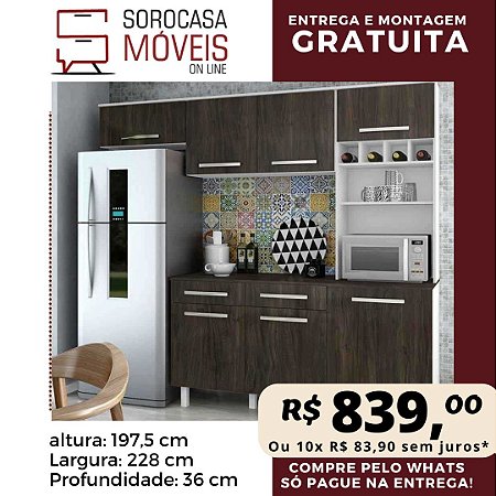 COZINHA COMPACTA LORENA (RENATA) COM BALCAO 2 PORTAS