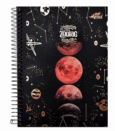 Caderno Colegial Zodiac Fases da Lua 80 Folhas