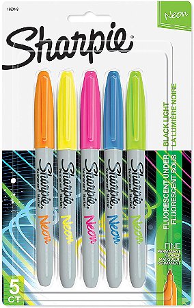 Conjunto Marcador Sharpie Permanente Neon 5 Cores