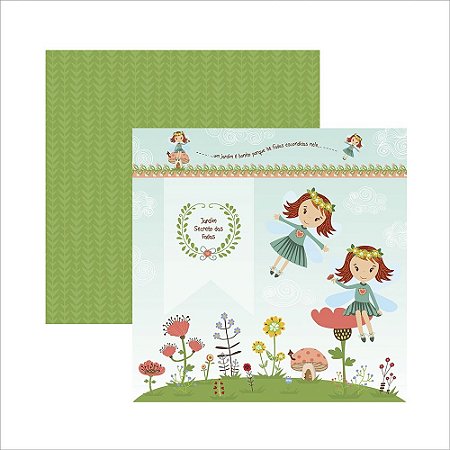 Folha de Scrapbook Jardim das Fadas e Flores