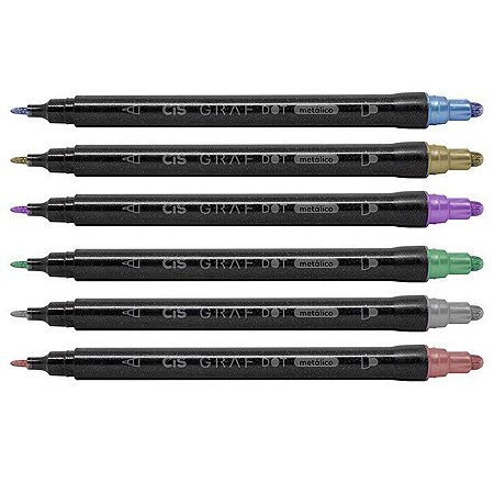 Marcador Artístico Metálico 2 pontas - 6 cores