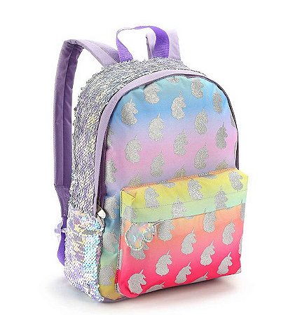 Mochila Infantil Degradê e Lantejoulas Unicornio