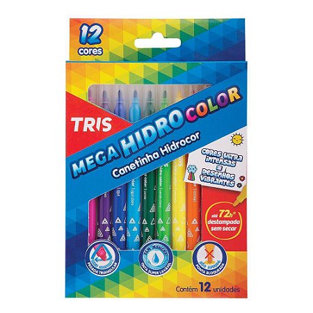 Canetinha Mega Hidrocolor 12 cores