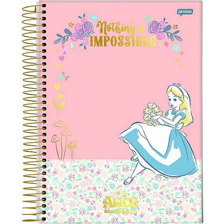 Caderno Universitário Alice no País das Maravilhas 160 Folhas