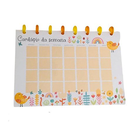 Planner de Mesa Disco Cardápio da Semana