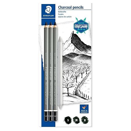 Conjunto Lápis Staedtler Mars Lumograph Charcoal e Esfuminho