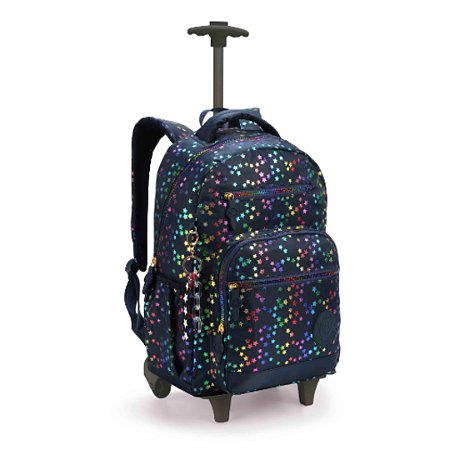 Mochila de Rodinhas Estrelas Metalizadas