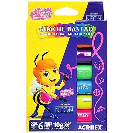 Guache Bastão Neon - 6 Cores