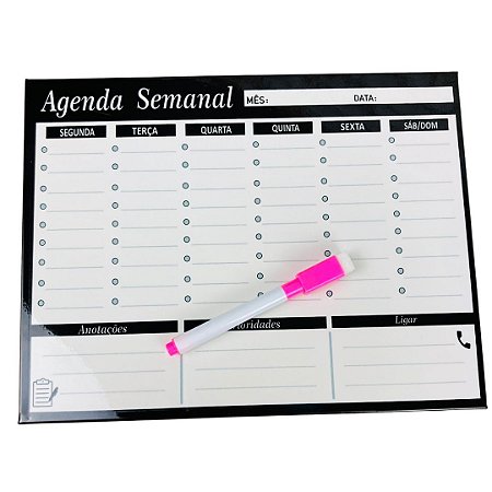 Quadro de Agenda Semanal - Papel Picado - Papelaria, presentes, Scrapbook,  decoração e muito mais
