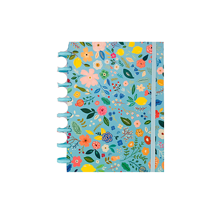 Caderno de Disco Capa Floral Turquesa A5