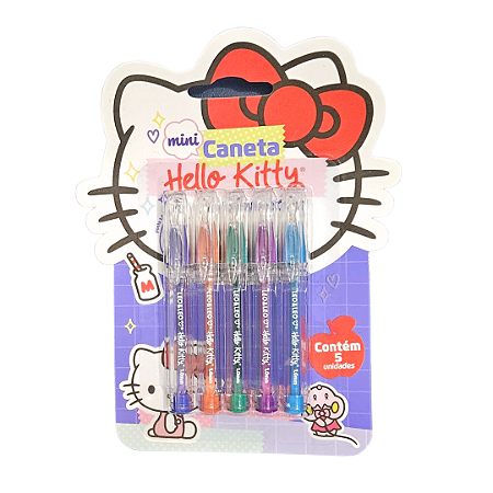 Kit Mini Canetas Hello Kitty - 5 Cores