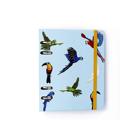 Caderno Argolado Pássaros Pautado & Pontilhado A6 Azul