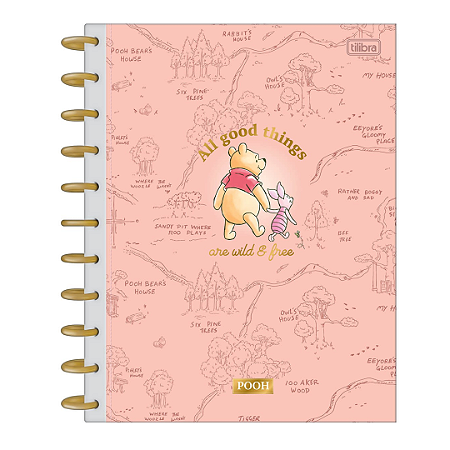 Caderno de Discos Universitário Pooh - 160 Folhas Connect