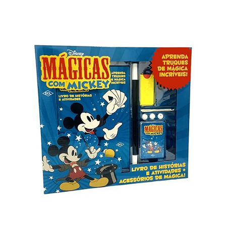 Livro Mágicas com Mickey + Acessórios de Mágica
