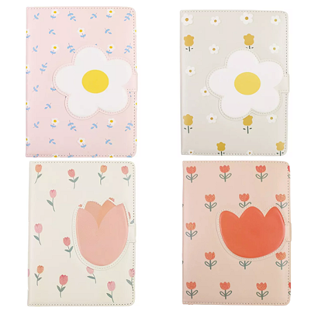 Caderno com Folhas Decoradas - Flor