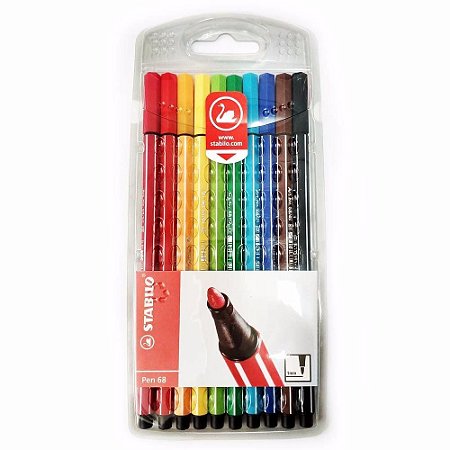 Kit 10 Cores Stabilo Pen 68
