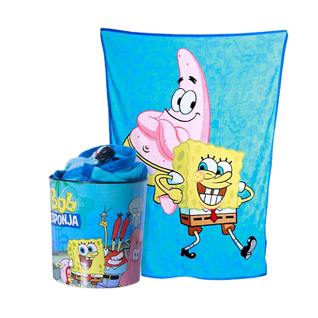 Kit Balde de Pipoca + Manta - Bob Esponja