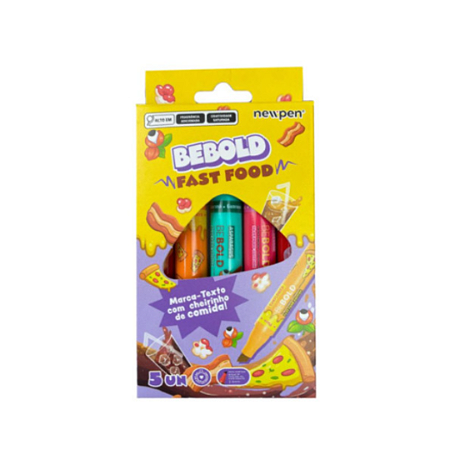 Kit Marca-Texto Perfumado Fast Food - 5 Unidades