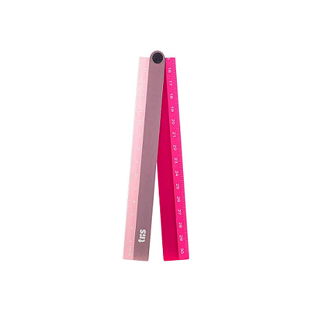 Régua Dobrável Metálica Rosa 30cm