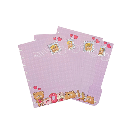 Kit com 4 Divisórias Bichinhos A5 para Caderno de Disco