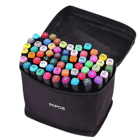 Kit de Canetas Touch Marcador Artístico Ponta Dupla 60 cores