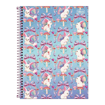 Caderno Espiral Capa Dura Universitário, Bunnyfly - 10 Matérias, 160 Folhas