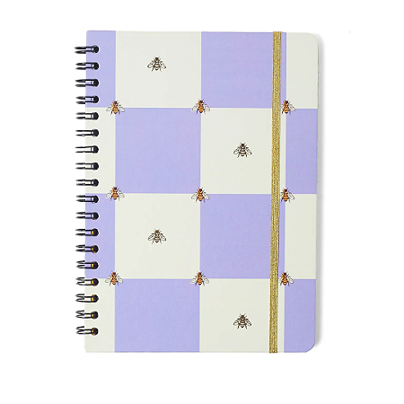 Caderno Espiral Pautado Melissa Abelhas Lilás 80 folhas