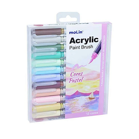 Estojo Marcador Artístico Acrylic Paint Brush - 12 Cores