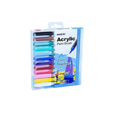 Estojo Marcador Artístico Acrylic Paint Brush - 12 Cores