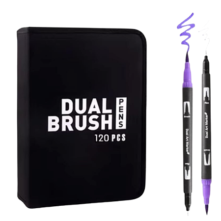 Kit de Canetas Marcador Artístico Dual Brush Pens 120 Peças
