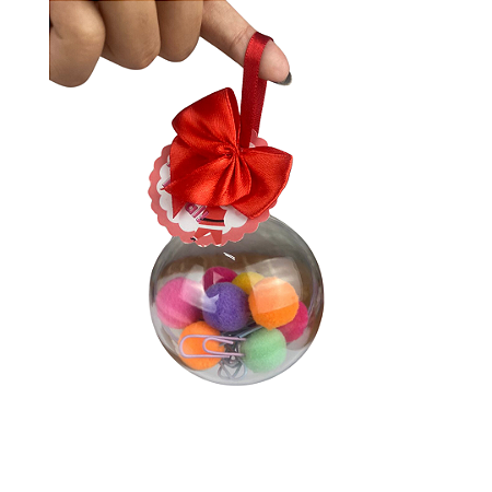 Bolinha de Natal com 10 Clipes de Pompom