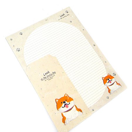 Papel de Carta Pautado Cachorro Laranja - Papéis Especiais 