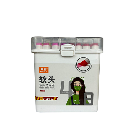 Kit Marcadores Artísticos Touch 48 Cores Ponta Dupla Branca