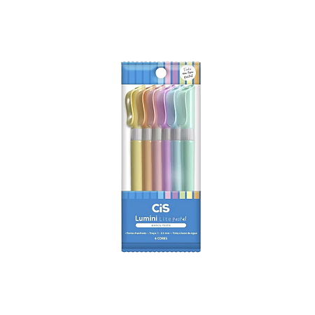 Kit de Marca Texto com 6 Cores Tons Pastéis