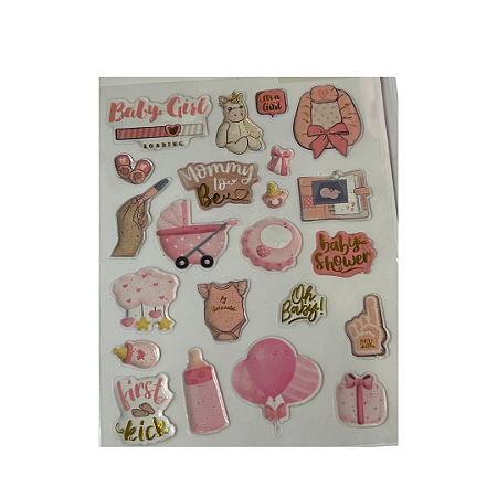 Cartela de Adesivos "Baby Girl"