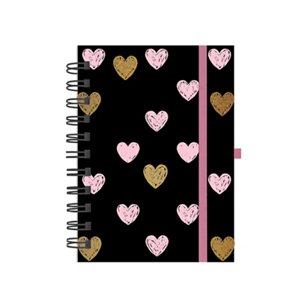 Caderno A6 Argolado Black Heart
