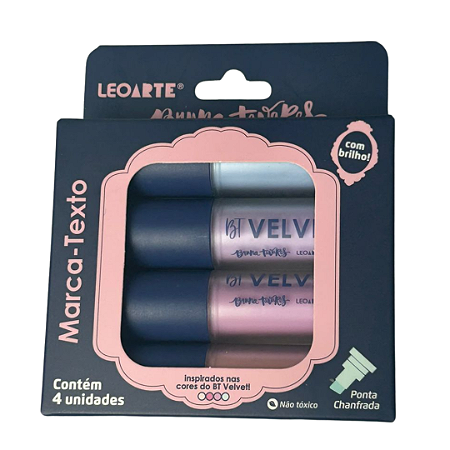 Kit de Marca Texto com Brilho Bruna Tavares Bt Velvet